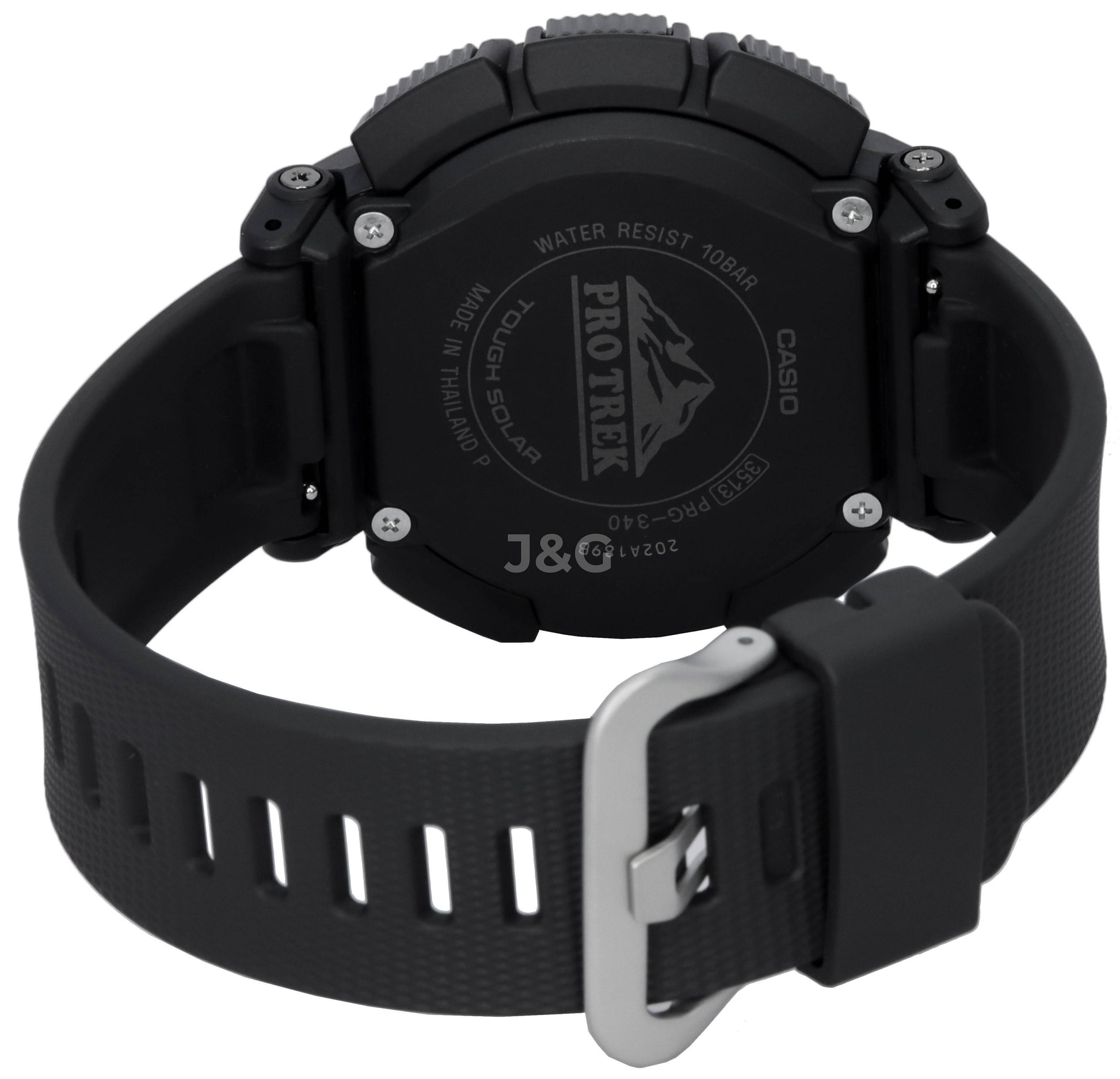 Casio Alarm Blue Polyurethane (PU) Male PRG-340-1. A brand-new Casio watch featuring a Blue dial and a Polyurethane (PU) strap. Front view. - view 4