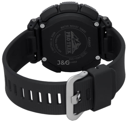 Casio Alarm Blue Polyurethane (PU) Male PRG-340-1. A brand-new Casio watch featuring a Blue dial and a Polyurethane (PU) strap. Front view. - view 4