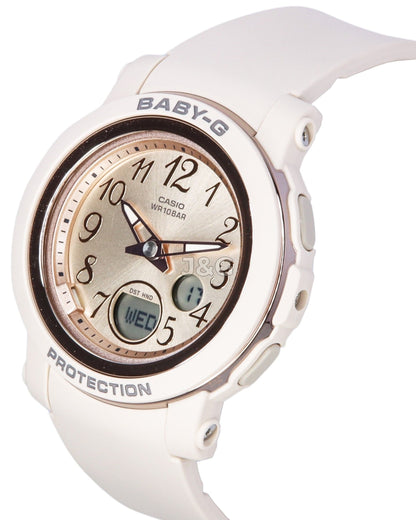 Casio Baby-G Alarm Gold Female BGA-290SA-4A. A brand-new Casio Baby-G watch featuring a Gold dial. Angled view. - view 4