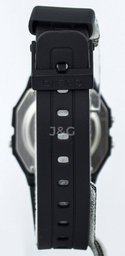 Casio Classic Alarm White Male F-91W-1SDG. A brand-new Casio Classic watch featuring a White dial. Side view. - view 4