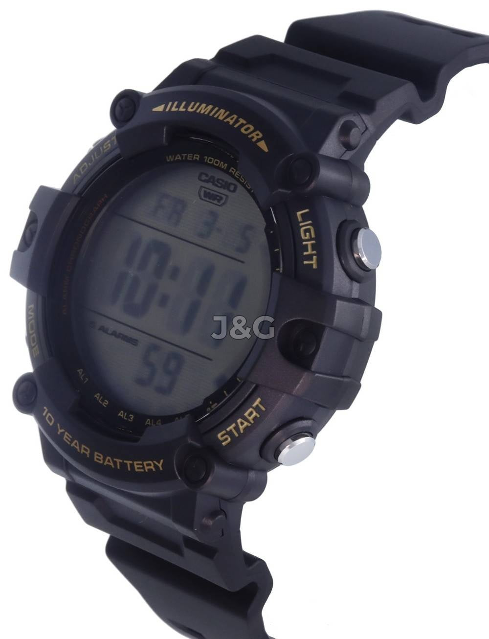 Casio Date display Blue Male AE-1500WHX-1A. A brand-new Casio watch featuring a Blue dial. Side view. - view 3