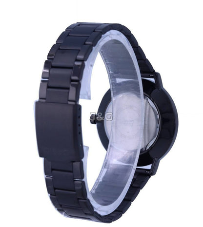 Casio Deployment clasp Black Stainless steel Male MTP-VT01B-1B. A brand-new Casio watch featuring a Black dial and a Stainless steel strap. Front view. - view 3