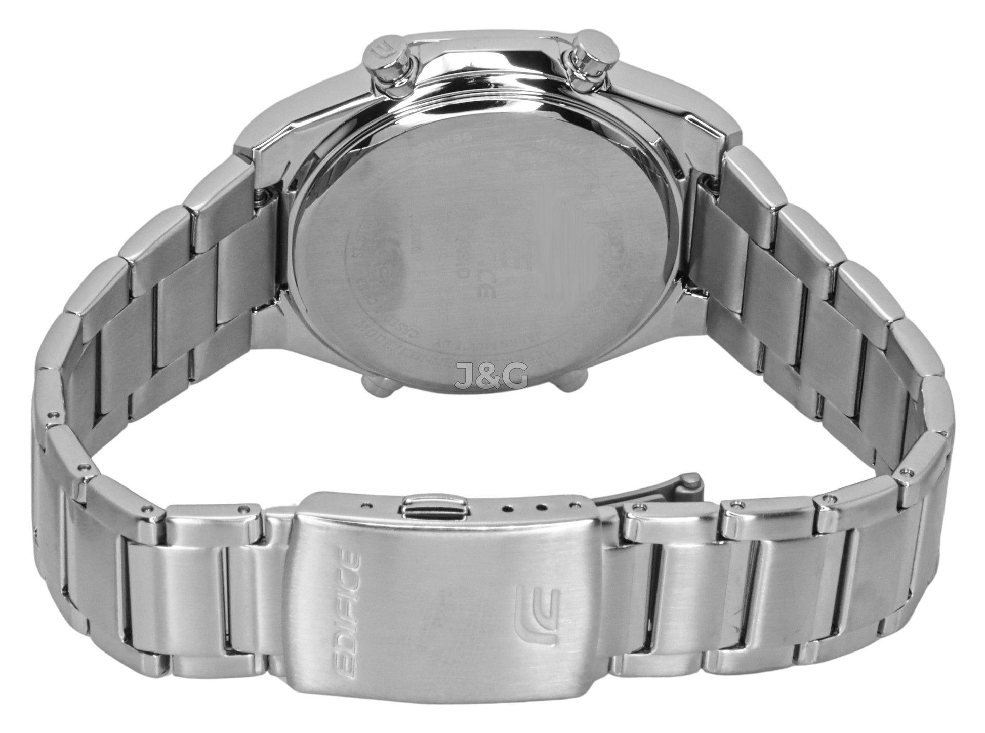 Casio Edifice Alarm Blue Stainless steel Male ECB-S10D-2A. A brand-new Casio Edifice watch featuring a Blue dial and a Stainless steel strap. Side view. - view 5