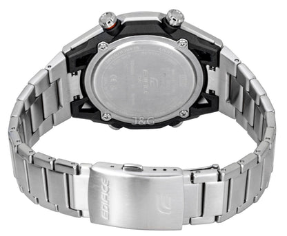 Casio Edifice Analog Digital Smartphone Link Stainless. A brand-new Casio Edifice watch featuring a Black dial and a Stainless steel strap. Side view. - SEQ_4