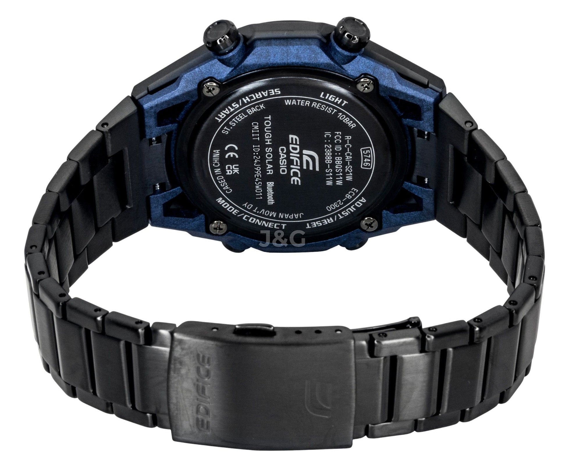 Casio Edifice Analog Digital Stainless Steel Black Dial. A brand-new Casio Edifice watch featuring a N/A dial and a Stainless steel strap. Front view. - SEQ_4