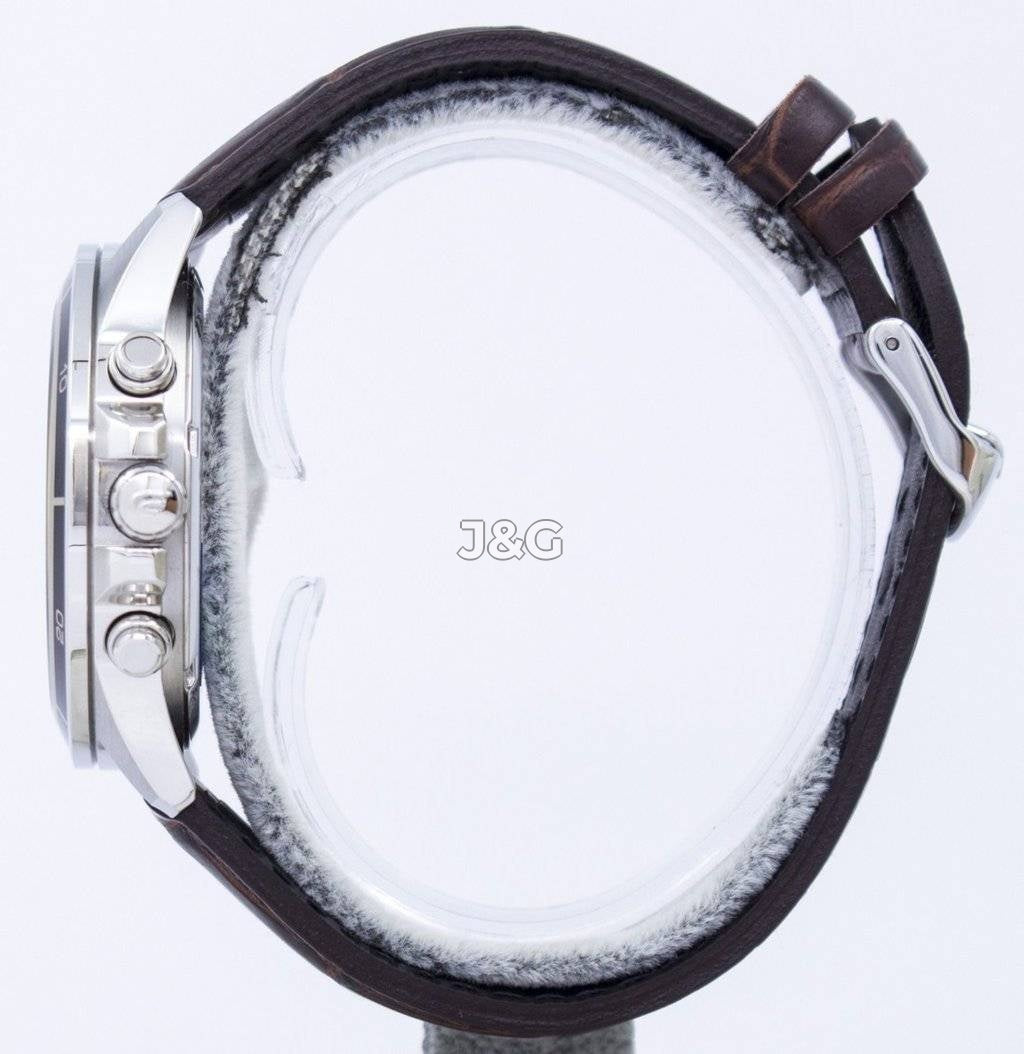 Casio Edifice Date display Black Leather Male EFR-526L-7AV. A brand-new Casio Edifice watch featuring a Black dial and a Leather strap. Front view. - view 3