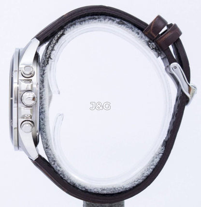 Casio Edifice Date display Black Leather Male EFR-526L-7AV. A brand-new Casio Edifice watch featuring a Black dial and a Leather strap. Front view. - view 3