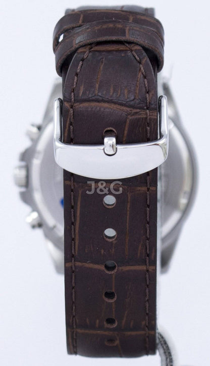 Casio Edifice Date display Black Leather Male EFR-526L-7AV. A brand-new Casio Edifice watch featuring a Black dial and a Leather strap. Front view. - view 4