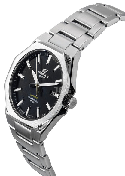Casio Edifice Date display Black Stainless steel Male EFR-S108D-1A. A brand-new Casio Edifice watch featuring a Black dial and a Stainless steel strap. Side view. - view 3