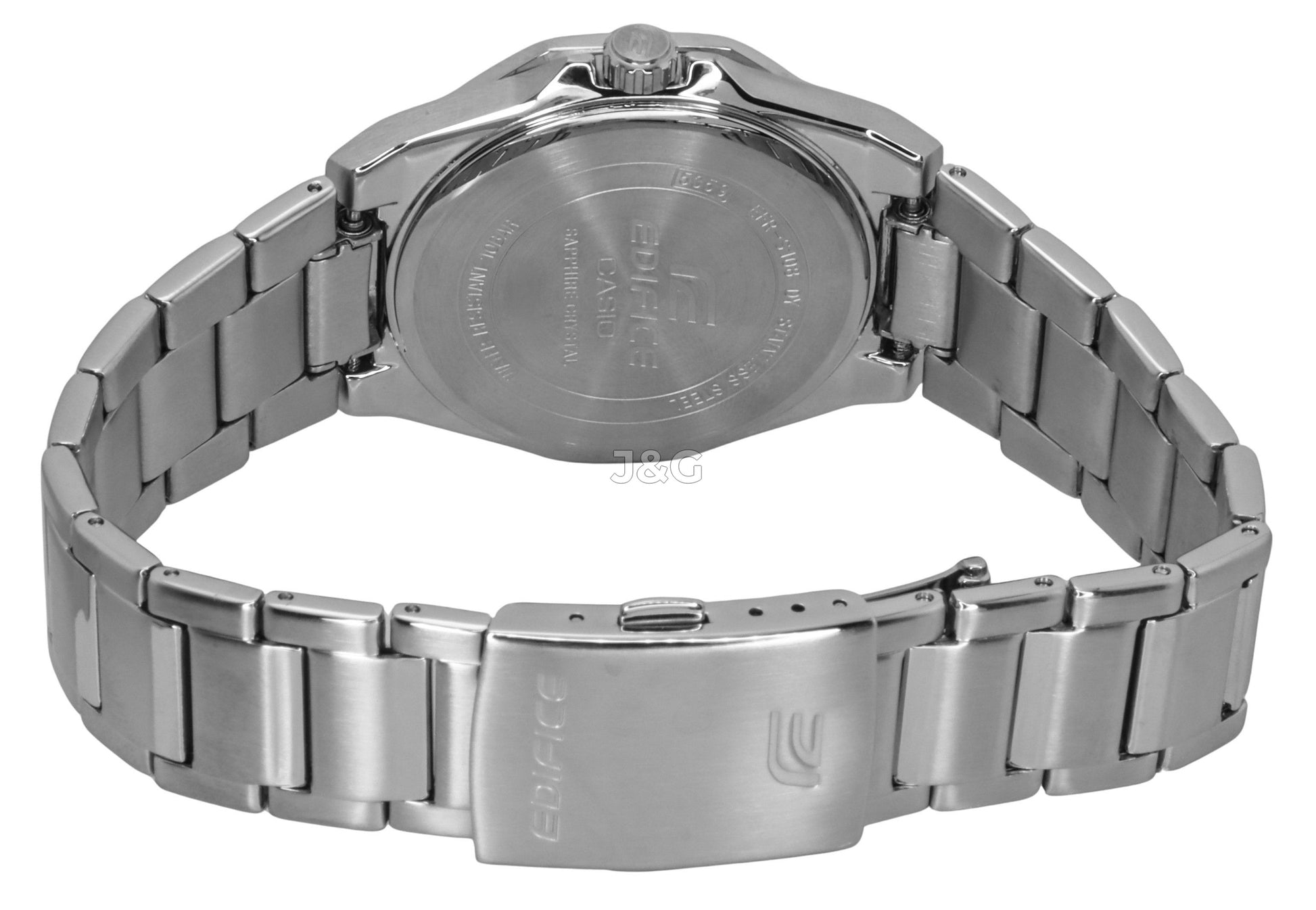 Casio Edifice Date display Black Stainless steel Male EFR-S108D-1A. A brand-new Casio Edifice watch featuring a Black dial and a Stainless steel strap. Side view. - view 4