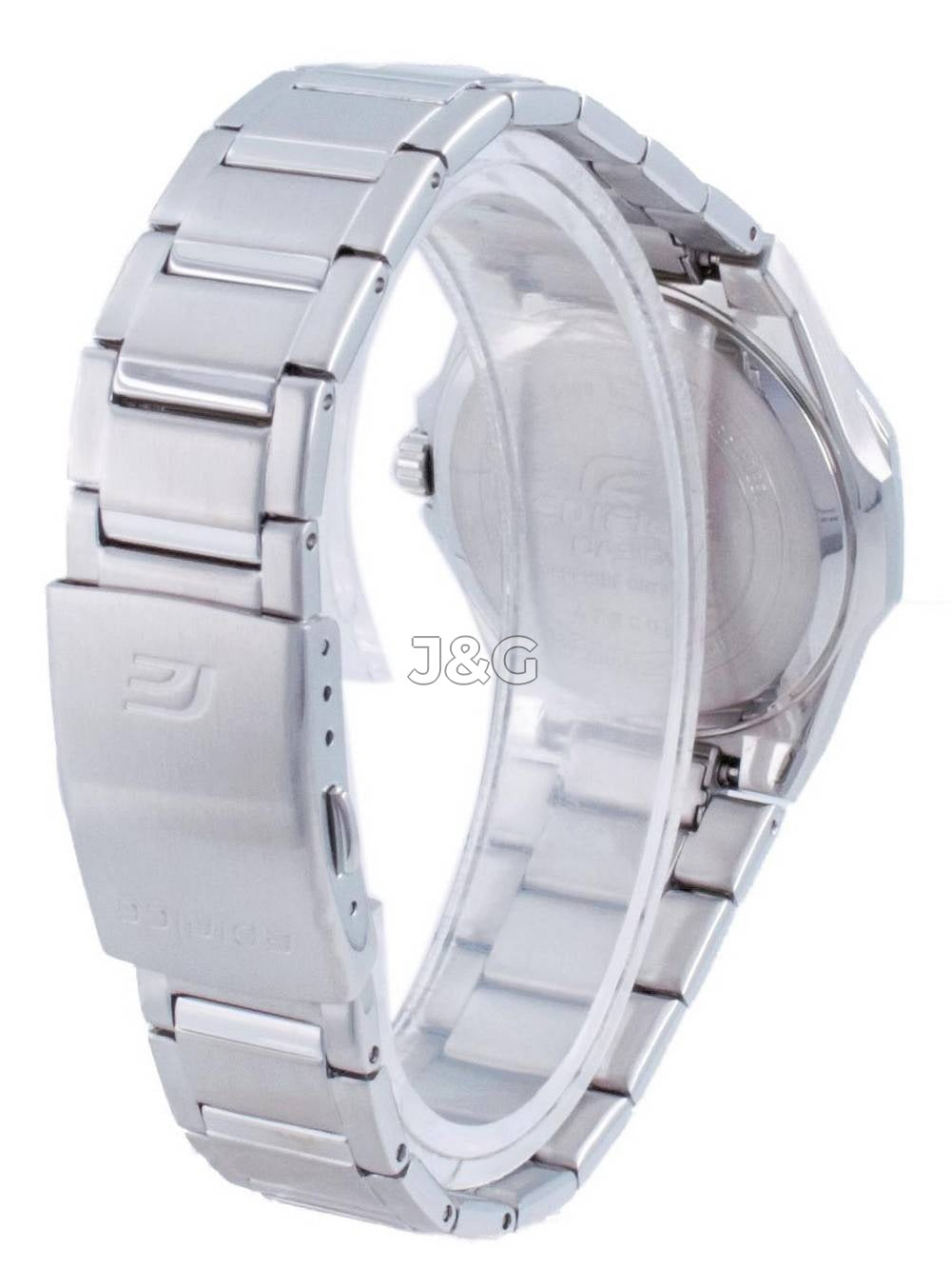 Casio Edifice Date display Black Stainless steel Male EFR-S108D-1A. A brand-new Casio Edifice watch featuring a Black dial and a Stainless steel strap. Side view. - view 5