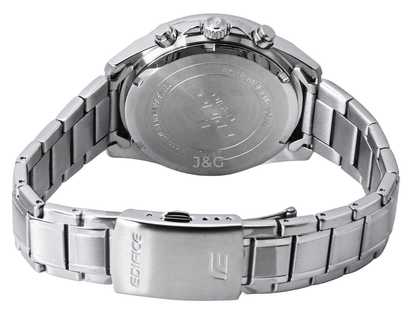 Casio Edifice Date display Pink Stainless steel Male EFV-650D-4AV. A brand-new Casio Edifice watch featuring a Pink dial and a Stainless steel strap. Front view. - view 4