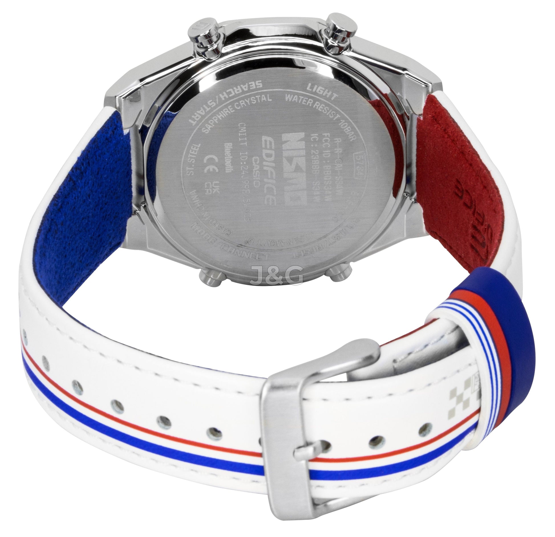 Casio Edifice Quartz movement Silver Male ECB-S10NIS-7A. A brand-new Casio Edifice watch featuring a Silver dial. Angled view. - view 5