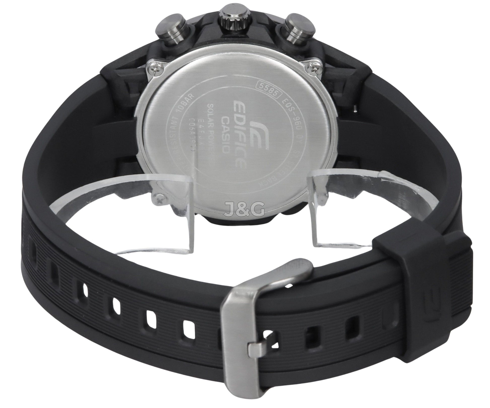 Casio Edifice Sospensione Chronograph function Grey Male EQS-960PB-1AV. A brand-new Casio Edifice watch featuring a Grey dial. Angled view. - view 4