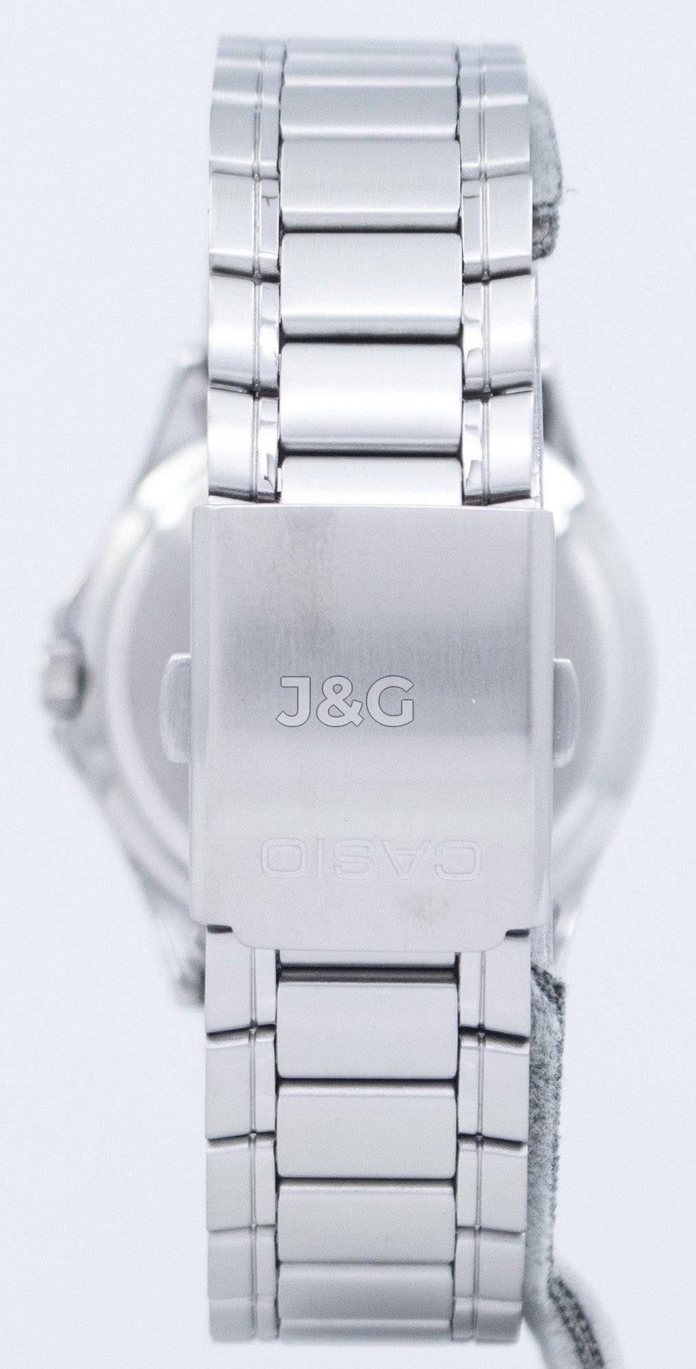 Casio Enticer Date display Black Stainless steel Male MTP-1239D-1ADF. A brand-new Casio Enticer watch featuring a Black dial and a Stainless steel strap. Front view. - view 3