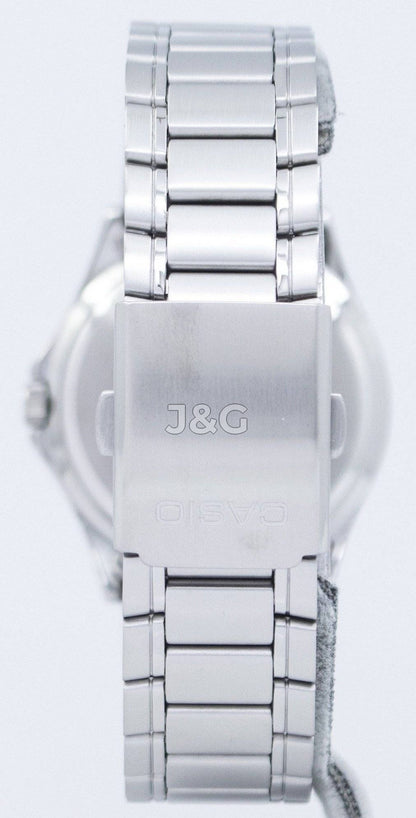 Casio Enticer Date display Black Stainless steel Male MTP-1239D-1ADF. A brand-new Casio Enticer watch featuring a Black dial and a Stainless steel strap. Front view. - view 3