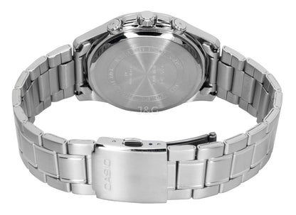 Casio Enticer Quartz movement Green Stainless steel Male MTP-1375D-3. A brand-new Casio Enticer watch featuring a Green dial and a Stainless steel strap. Front view. - view 5