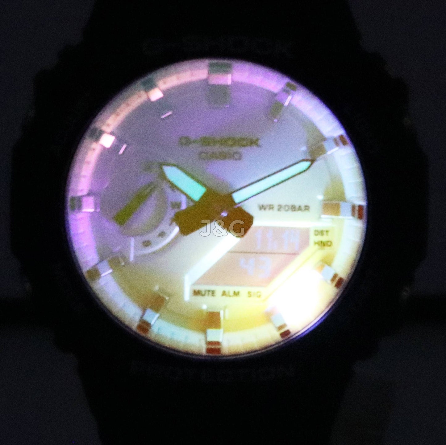 Casio G-Shock Alarm Black Male GA-2100SR-1A. A brand-new Casio G-Shock watch featuring a Black dial. Side view. - view 3