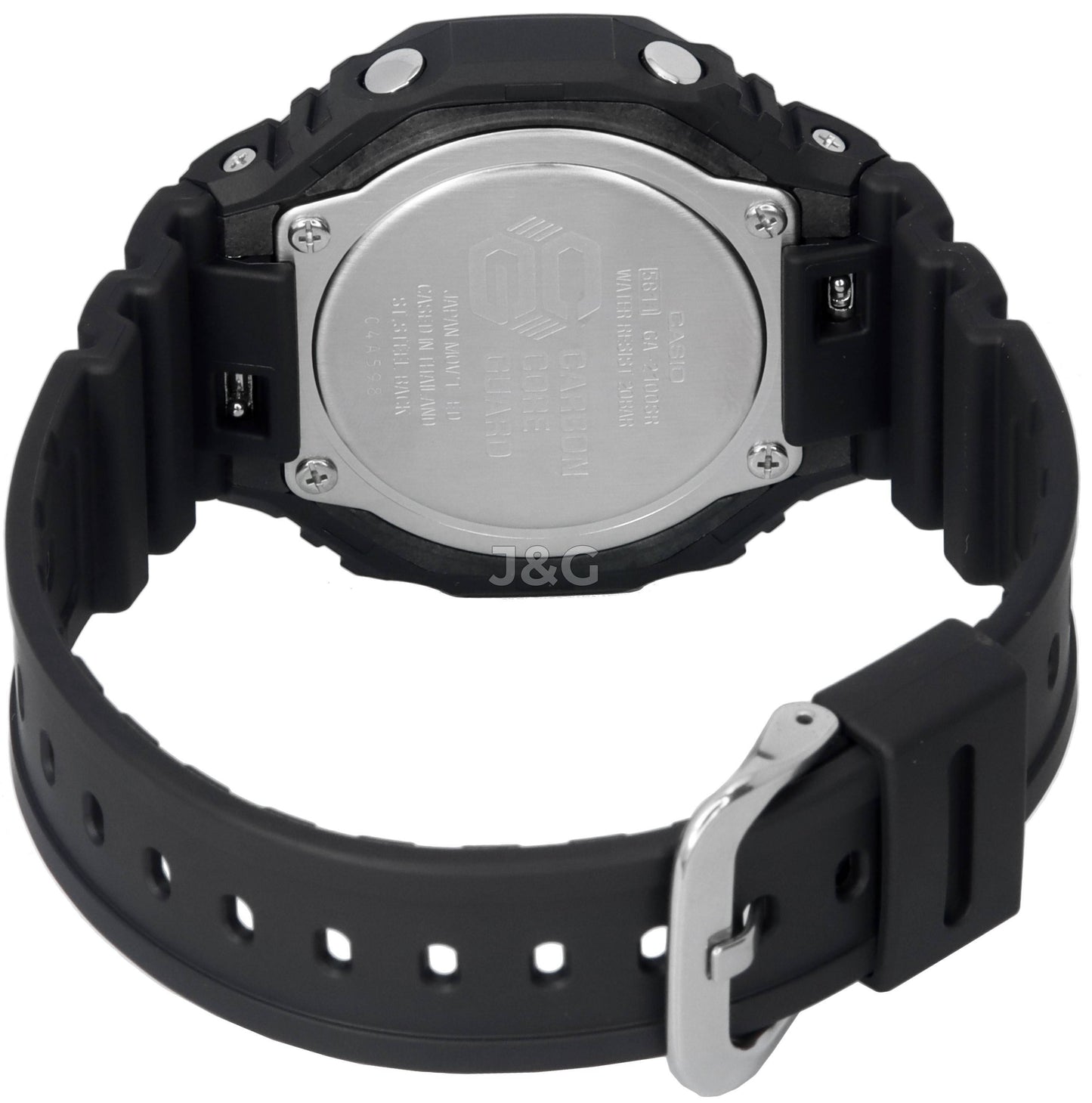 Casio G-Shock Alarm Black Male GA-2100SR-1A. A brand-new Casio G-Shock watch featuring a Black dial. Side view. - view 5