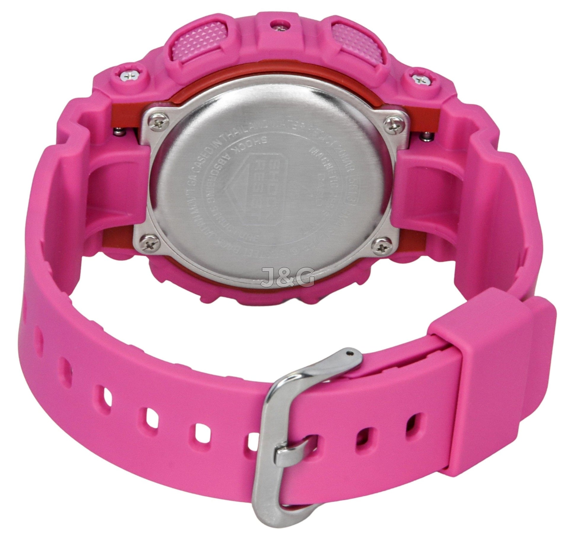 Casio G-Shock Alarm Pink Plastic Female GMA-S140PP-4A. A brand-new Casio G-Shock watch featuring a Pink dial and a Plastic strap. Side view. - view 5