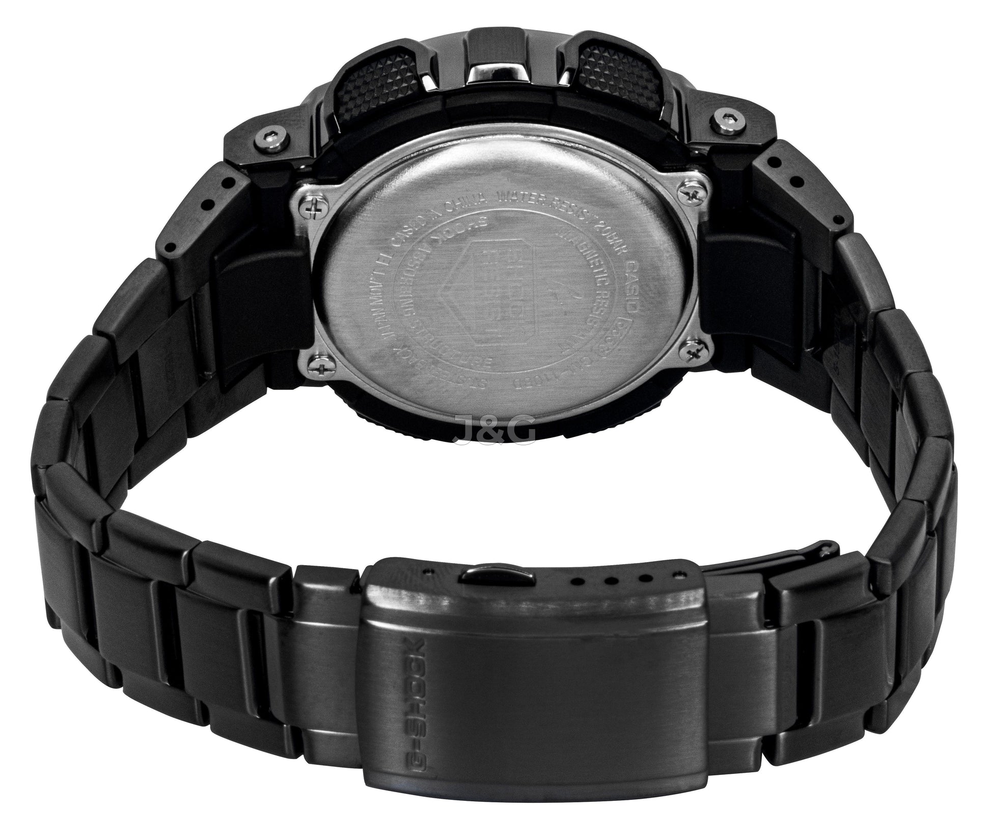 Casio G-Shock Automatic movement Gold Stainless steel Male GM-110BD-1A9. A brand-new Casio G-Shock watch featuring a Gold dial and a Stainless steel strap. Angled view. - view 5