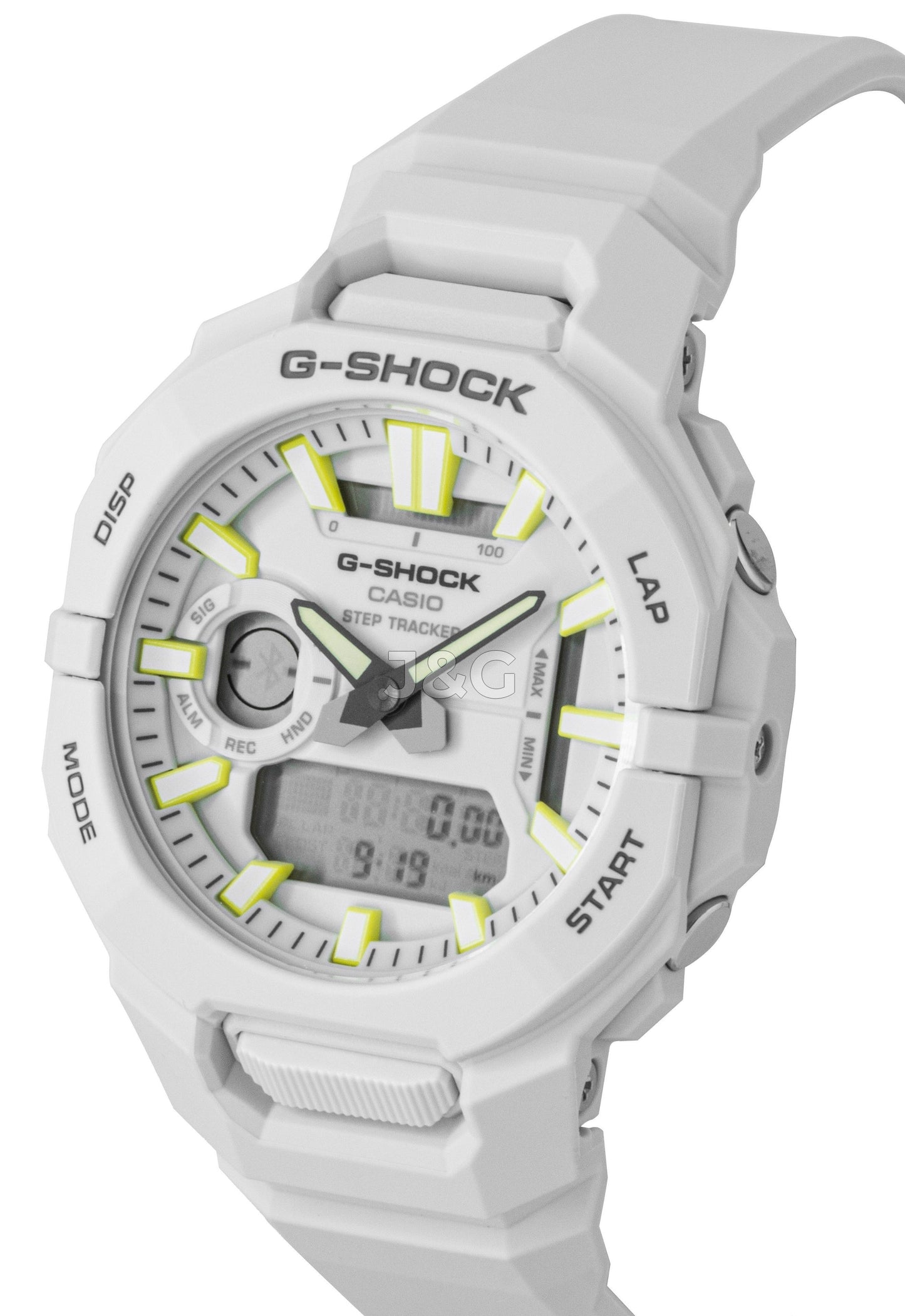 Casio G-Shock G-Squad Quartz movement White Male GBA-950-7A. A brand-new Casio G-Shock watch featuring a White dial. Side view. - view 4