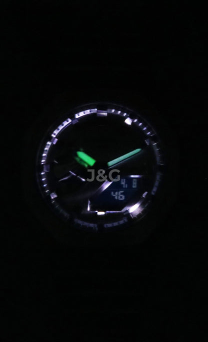 Casio G-Shock G-Steel Alarm Grey Silicone Male GM-2100YM-8A. A brand-new Casio G-Shock watch featuring a Grey dial and a Silicone strap. Front view. - view 3