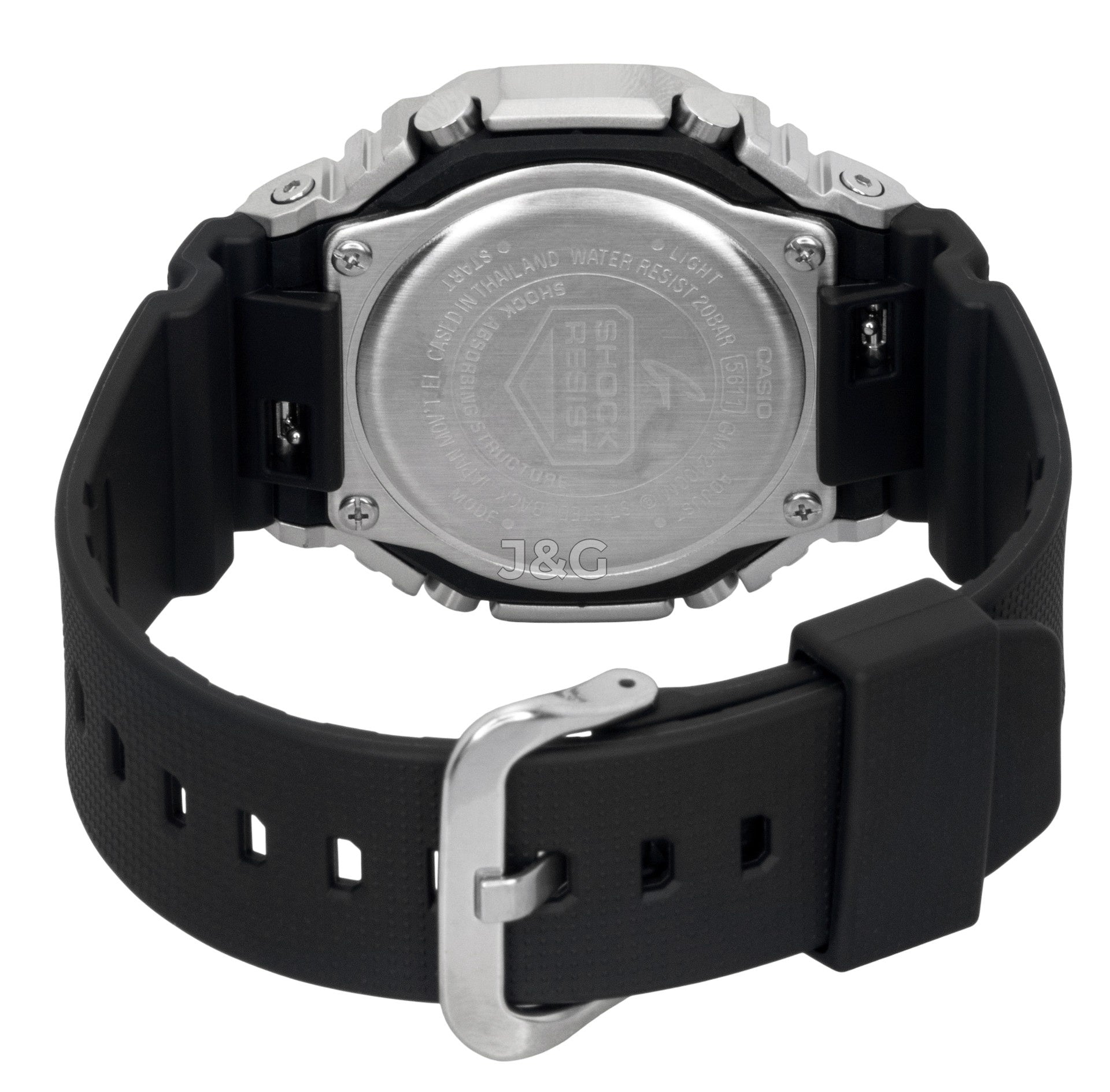 Casio G-Shock G-Steel Analog Digital Bio-Based Resin Strap. A brand-new Casio G-Shock watch featuring a Black dial and a Plastic strap. Front view. - SEQ_5