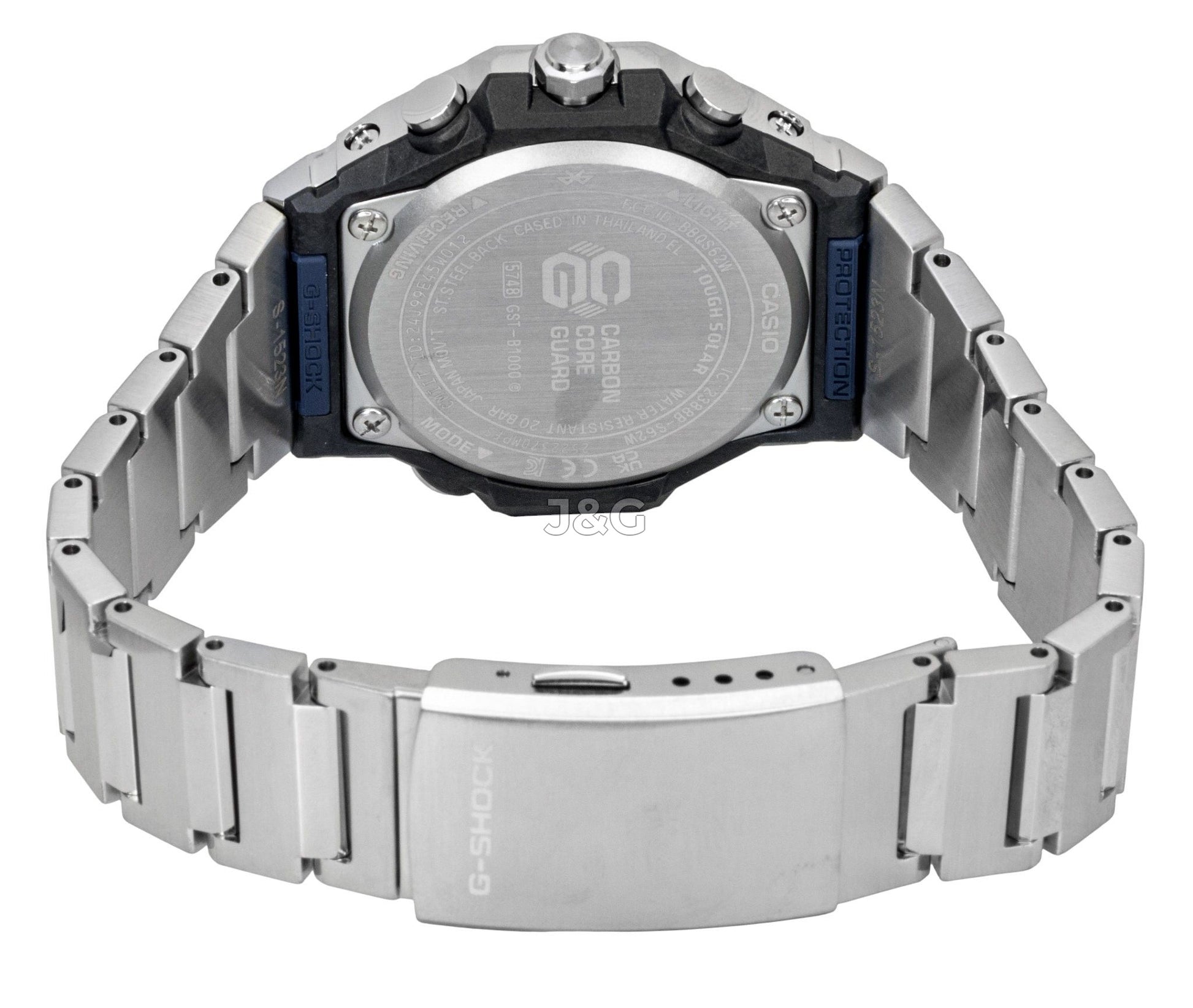 Casio G-Shock G-Steel Analog Smartphone Link Stainless. A brand-new Casio G-Shock watch featuring a Blue dial and a Stainless steel strap. Side view. - SEQ_5