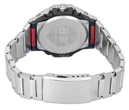 Casio G-Shock G-Steel Analog Smartphone Link Stainless. A brand-new Casio G-Shock watch featuring a Black dial and a Stainless steel strap. Front view. - SEQ_5