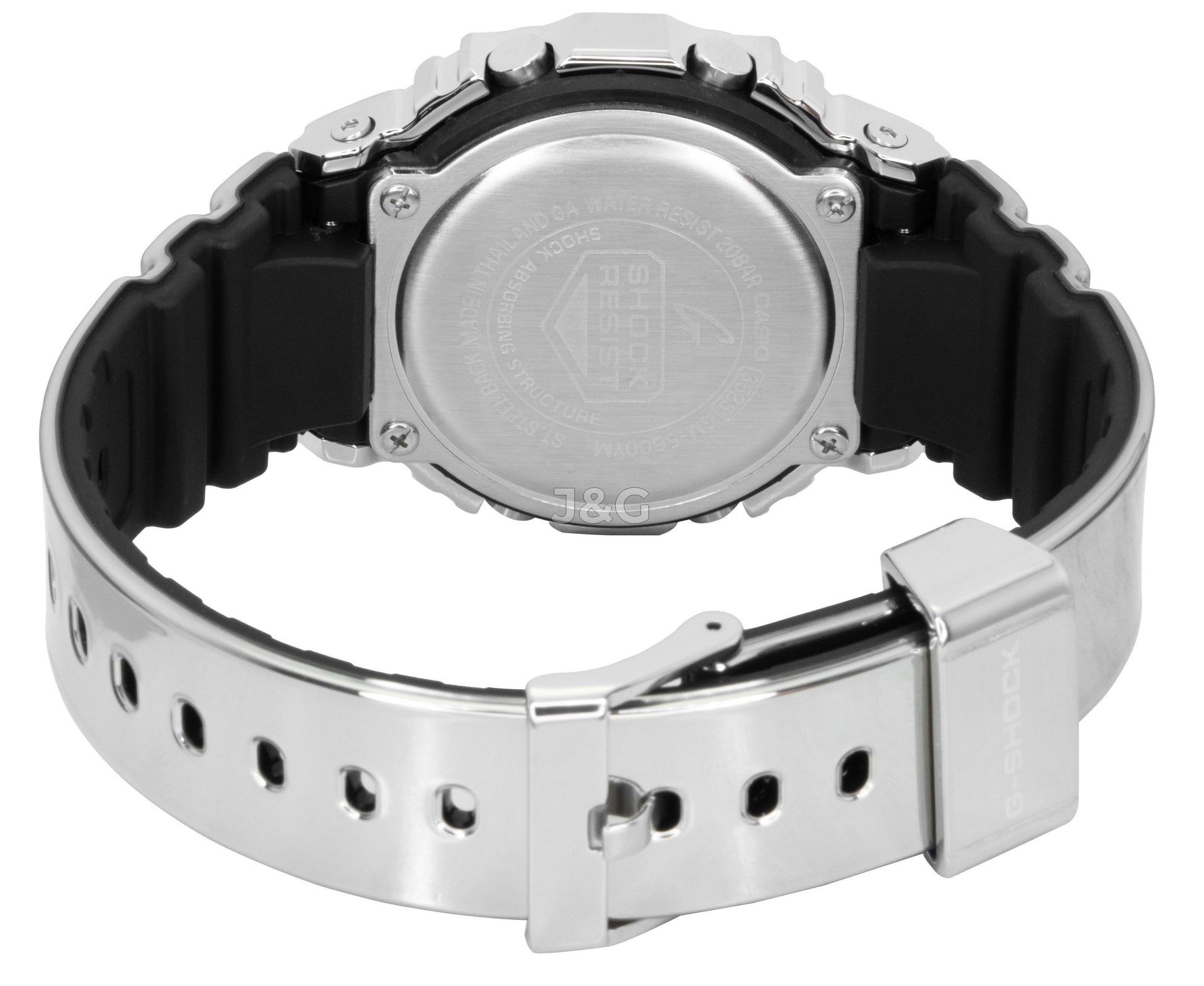 Casio G-Shock G-Steel Quartz movement Blue Silicone Male GM-5600YM-8A8. A brand-new Casio G-Shock watch featuring a Blue dial and a Silicone strap. Side view. - view 4