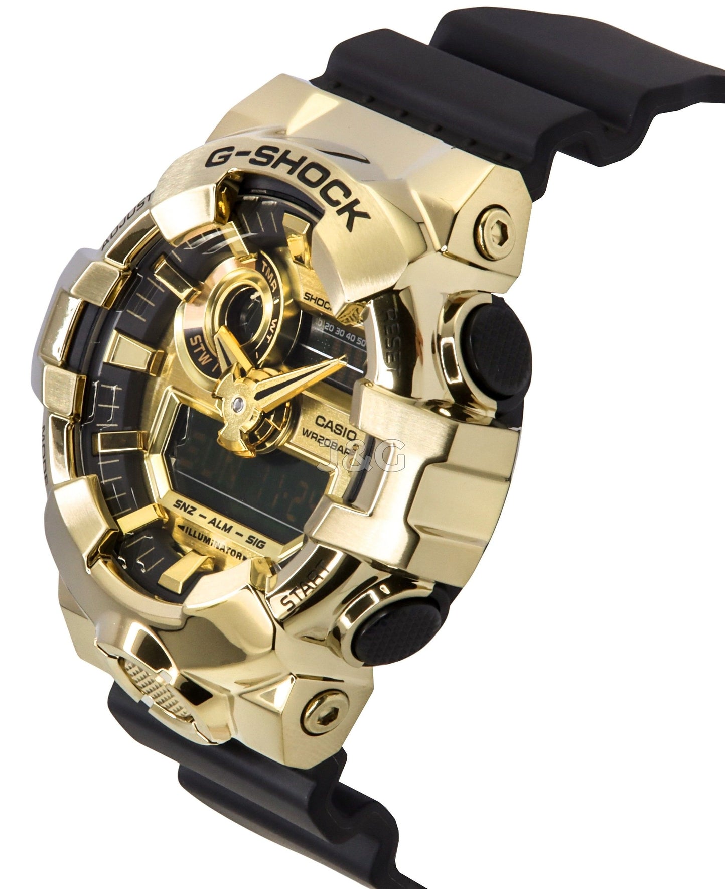 Casio G-Shock G-Steel Quartz movement Gold Male GM-700G-9A. A brand-new Casio G-Shock watch featuring a Gold dial. Side view. - view 3