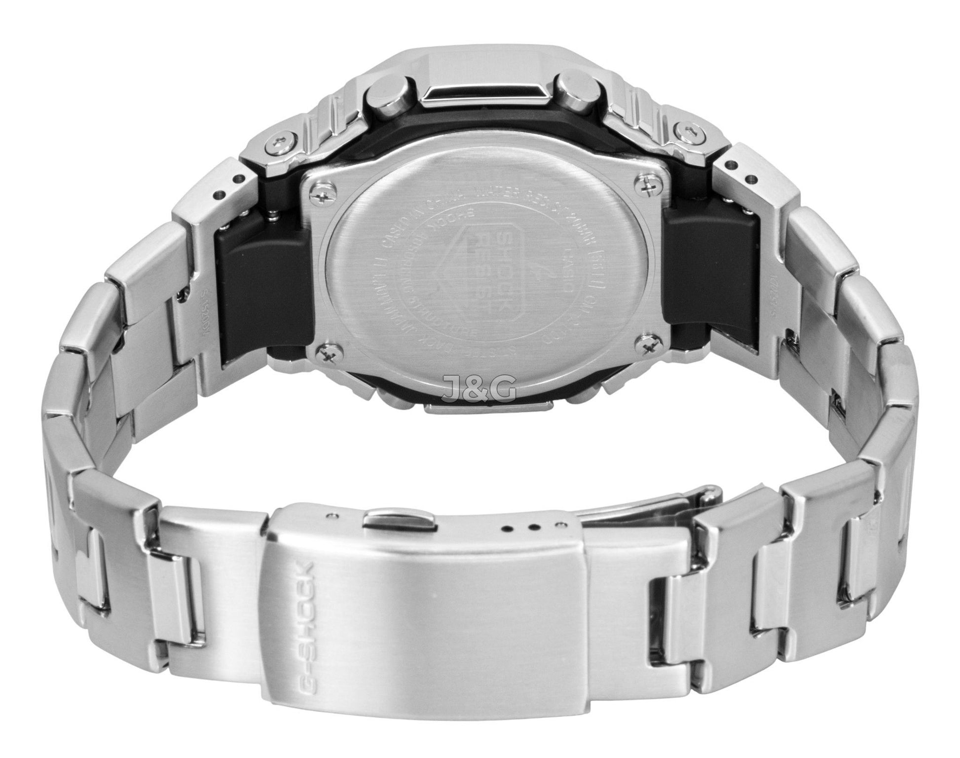 Casio G-Shock G-Steel Quartz movement Green Stainless steel Male GM-2110D-3A1. A brand-new Casio G-Shock watch featuring a Green dial and a Stainless steel strap. Angled view. - view 5