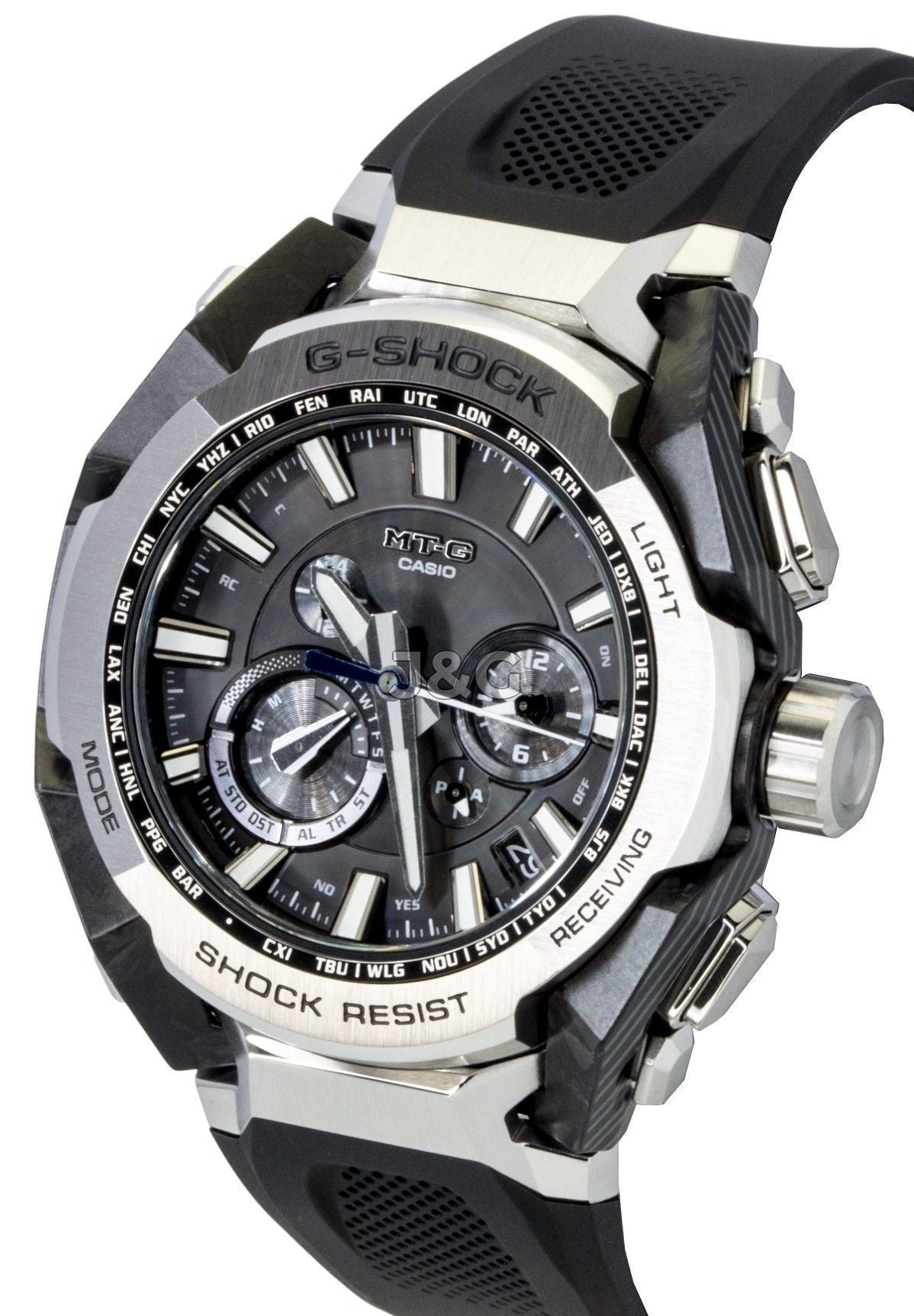 Casio G-Shock MT-G Quartz movement Black Male MTG-B4000-1A. A brand-new Casio G-Shock watch featuring a Black dial. Angled view. - view 4