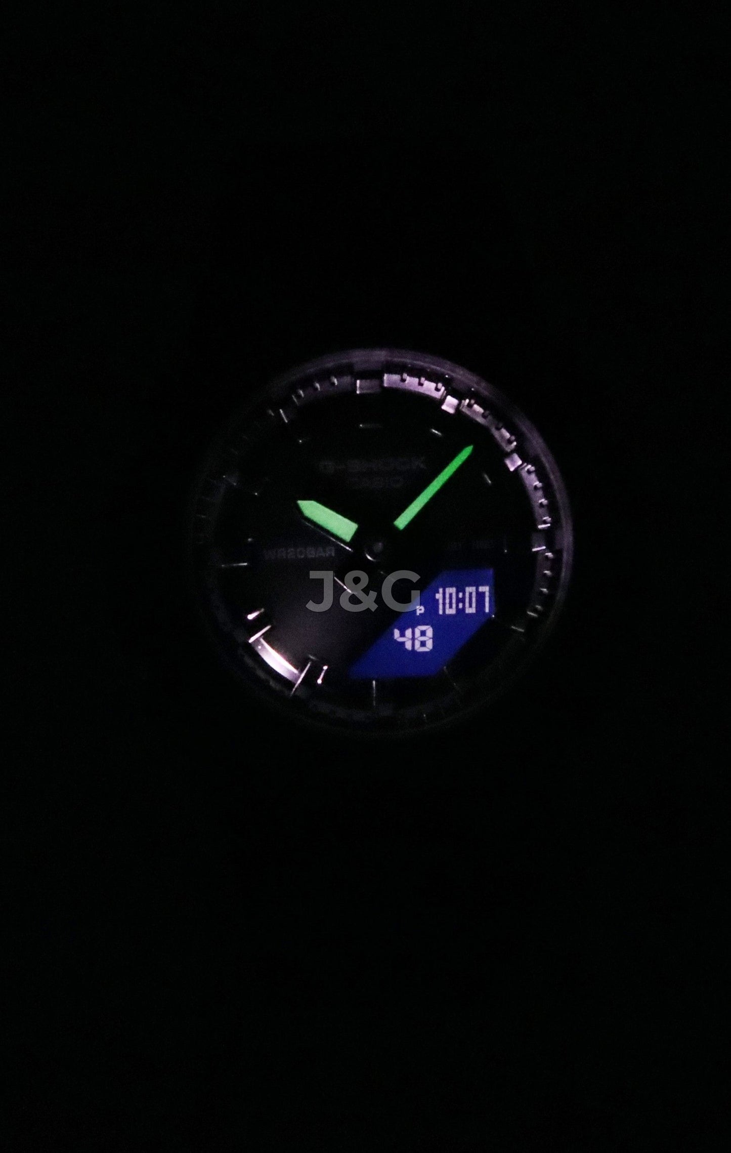 Casio G-Shock Quartz movement Black Plastic Female GMA-P2100BB-1A. A brand-new Casio G-Shock watch featuring a Black dial and a Plastic strap. Side view. - view 3