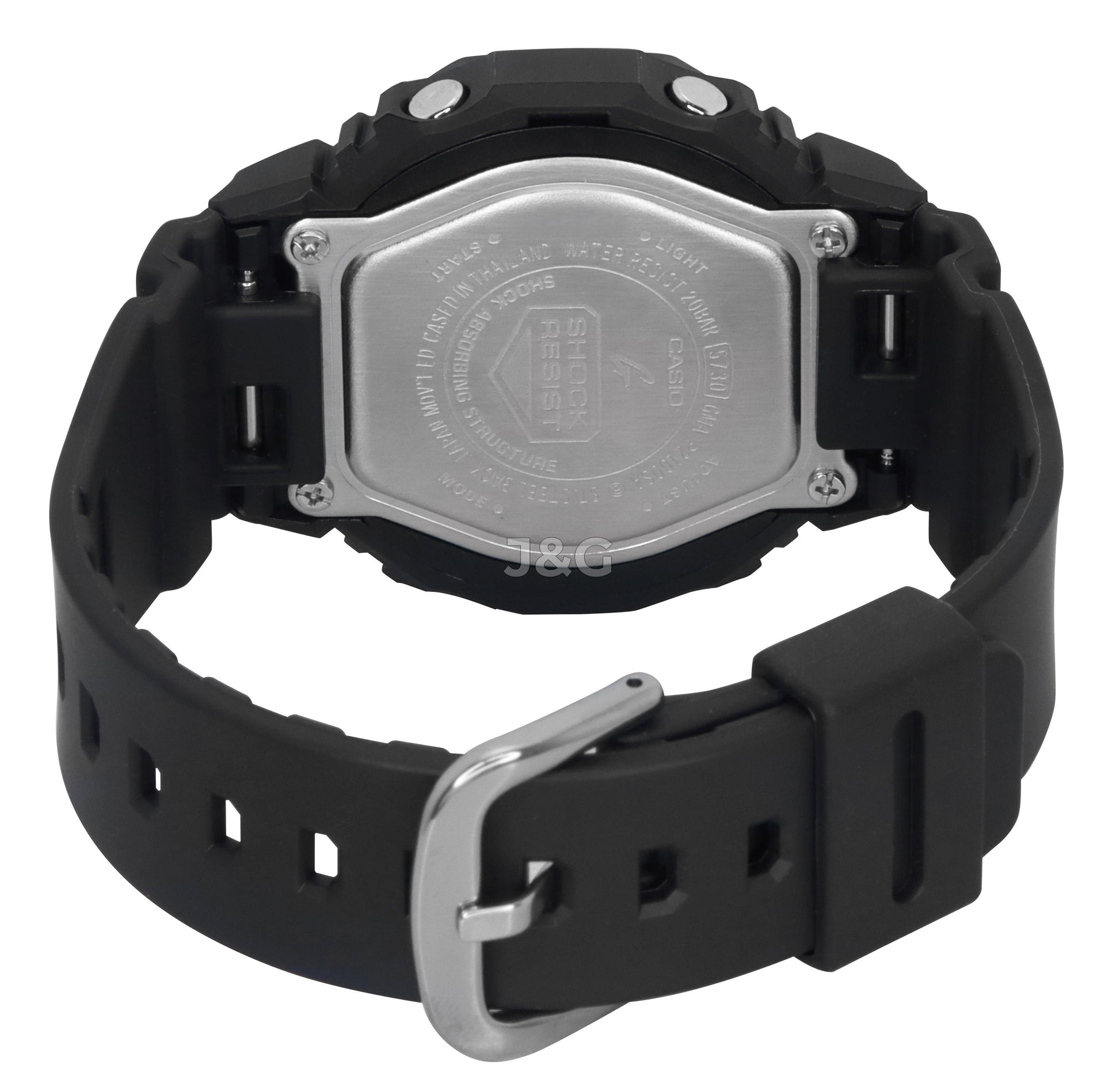 Casio G-Shock Quartz movement Black Plastic Female GMA-P2100SA-1A2. A brand-new Casio G-Shock watch featuring a Black dial and a Plastic strap. Angled view. - view 5