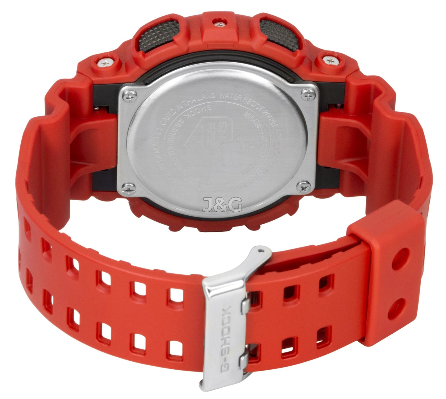 Casio G-Shock Quartz movement Black Plastic Male GA-110RRB-4A. A brand-new Casio G-Shock watch featuring a Black dial and a Plastic strap. Angled view. - view 5