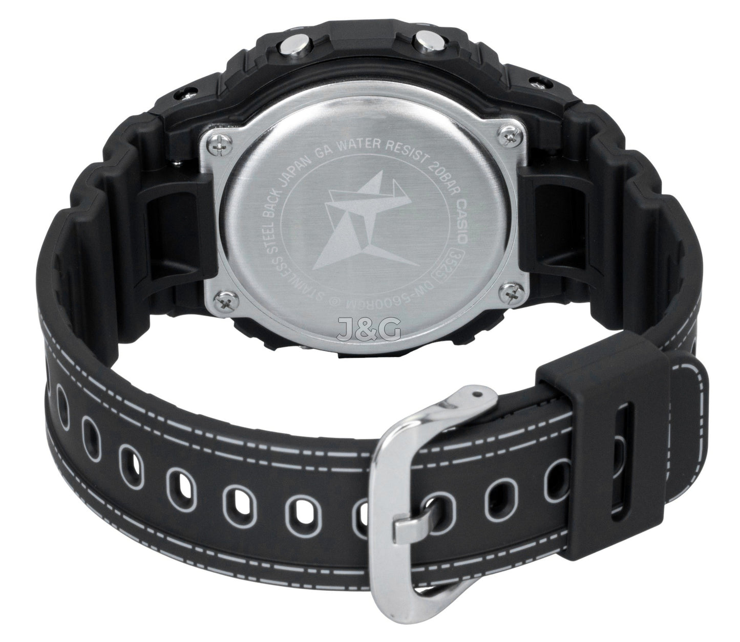 Casio G-Shock Quartz movement Blue Plastic Male DW-5600RGM-1. A brand-new Casio G-Shock watch featuring a Blue dial and a Plastic strap. Side view. - view 4