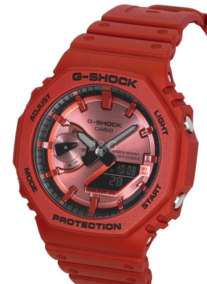 Casio G-Shock Quartz movement Blue Plastic Male GA-2100RRB-4A. A brand-new Casio G-Shock watch featuring a Blue dial and a Plastic strap. Front view. - view 4