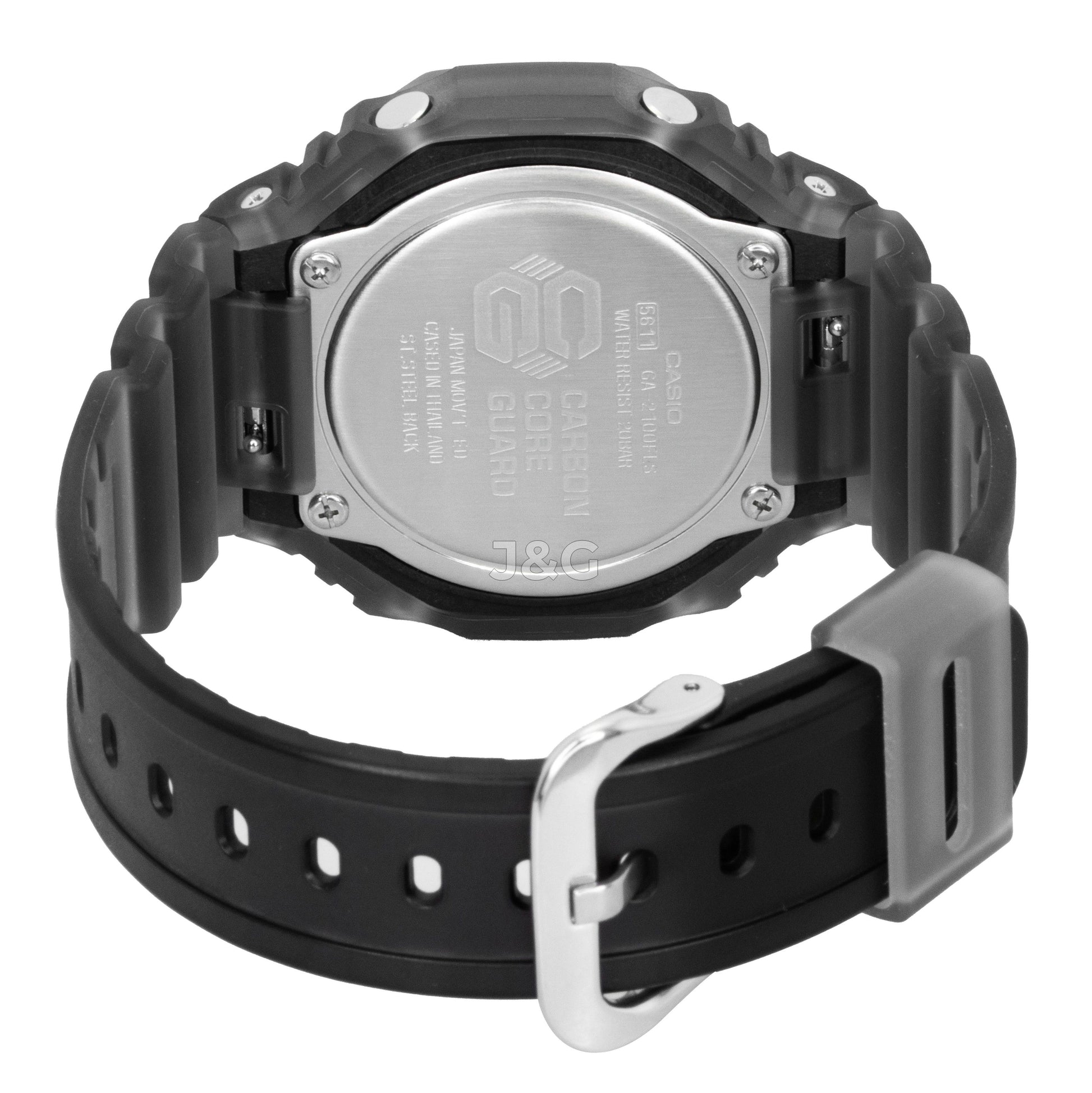 Casio G-Shock Quartz movement Orange Male GA-2100FLS-8A4. A brand-new Casio G-Shock watch featuring a Orange dial. Side view. - view 5