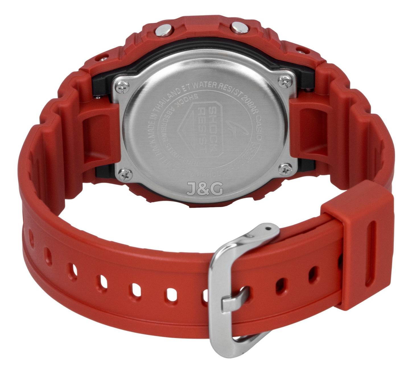 Casio G-Shock Quartz movement White Plastic Male DW-5600RRB-4. A brand-new Casio G-Shock watch featuring a White dial and a Plastic strap. Front view. - view 4