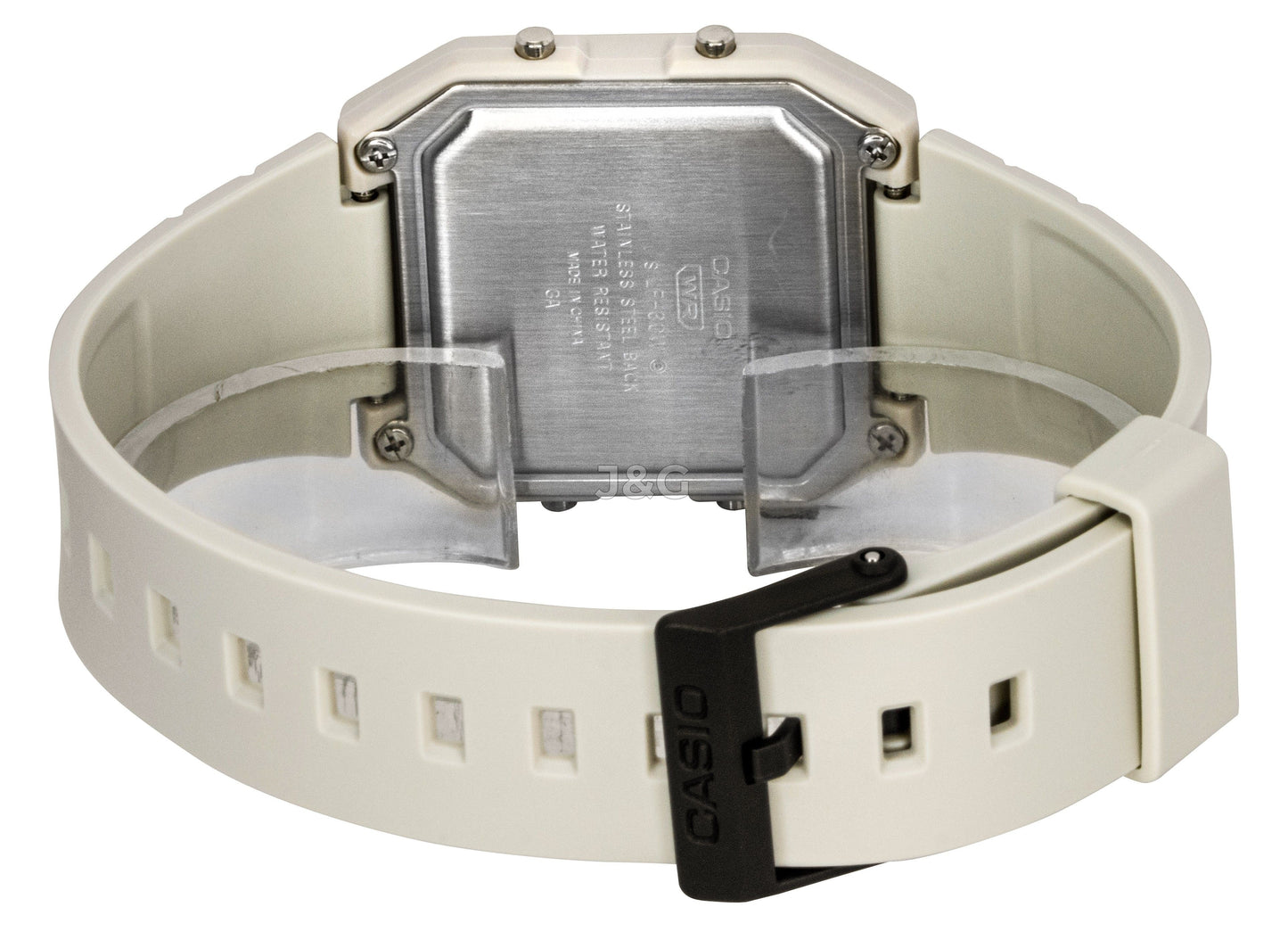 Casio POP Quartz movement Black Plastic Unisex LF-30W-8A. A brand-new Casio POP watch featuring a Black dial and a Plastic strap. Front view. - view 4