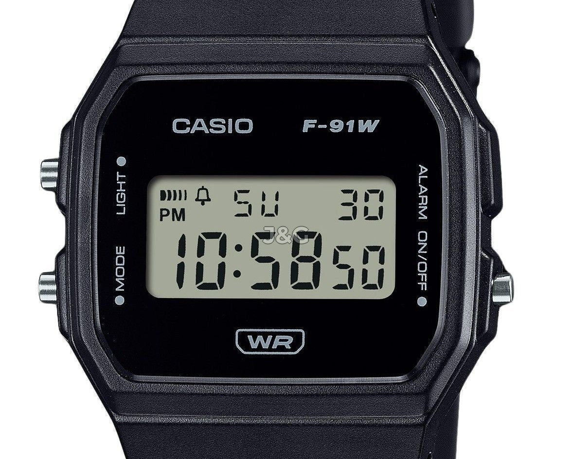 Casio POP Quartz movement White Male F-91WB-1A. A brand-new Casio POP watch featuring a White dial. Side view. - view 3