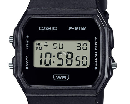 Casio POP Quartz movement White Male F-91WB-1A. A brand-new Casio POP watch featuring a White dial. Side view. - view 3