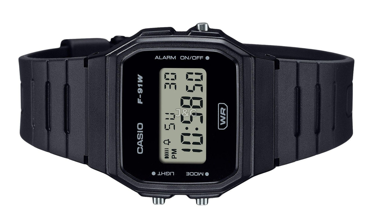 Casio POP Quartz movement White Male F-91WB-1A. A brand-new Casio POP watch featuring a White dial. Side view. - view 4