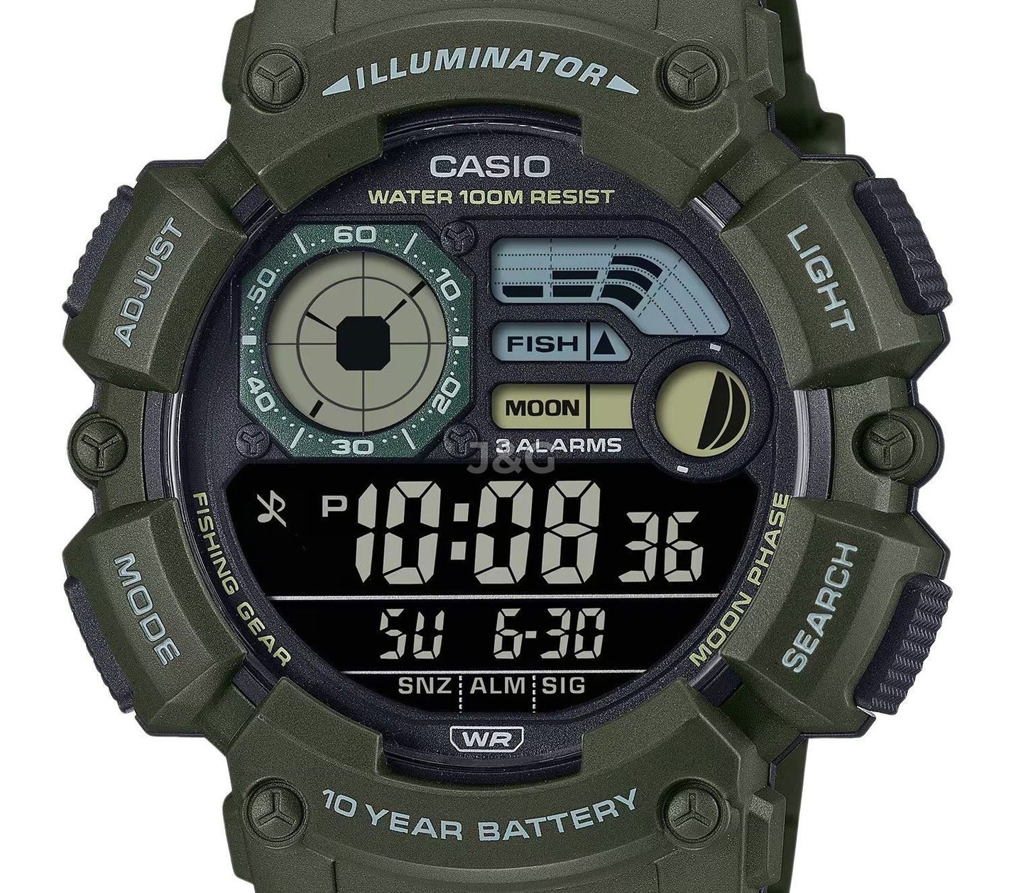 Casio Quartz movement Black Male WS-1500H-3BV. A brand-new Casio watch featuring a Black dial. Side view. - view 2