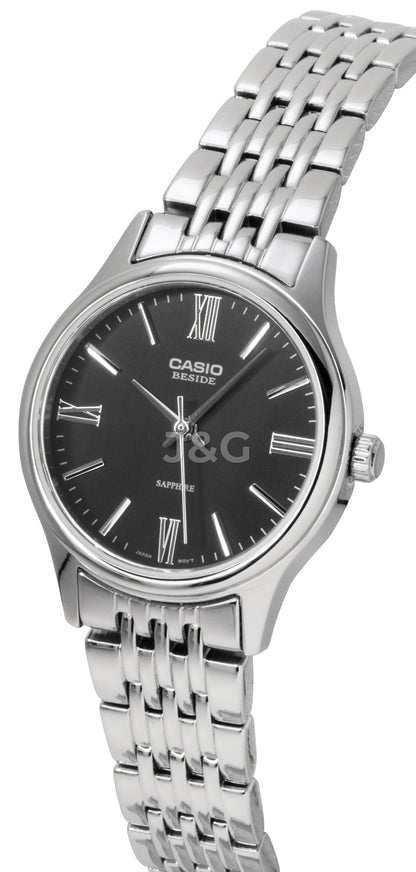 Casio Quartz movement Black Stainless steel Female BLS-100D-1AV. A brand-new Casio watch featuring a Black dial and a Stainless steel strap. Front view. - view 2
