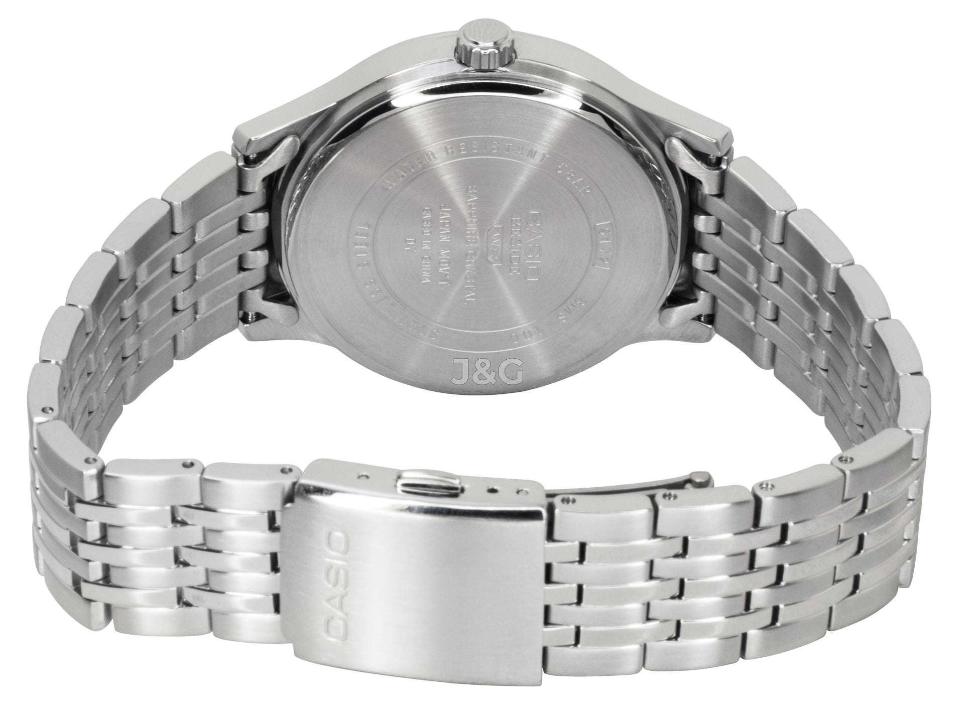 Casio Quartz movement Black Stainless steel Male BMS-100D-1AV. A brand-new Casio watch featuring a Black dial and a Stainless steel strap. Side view. - view 3