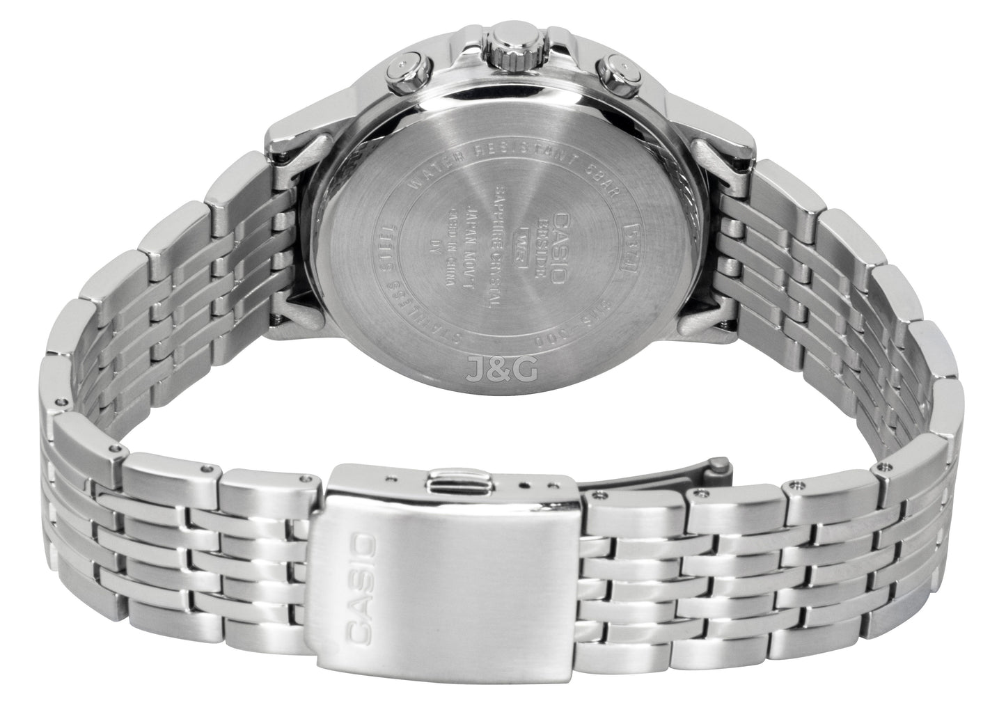 Casio Quartz movement Black Stainless steel Male BMS-300D-1AV. A brand-new Casio watch featuring a Black dial and a Stainless steel strap. Side view. - view 3