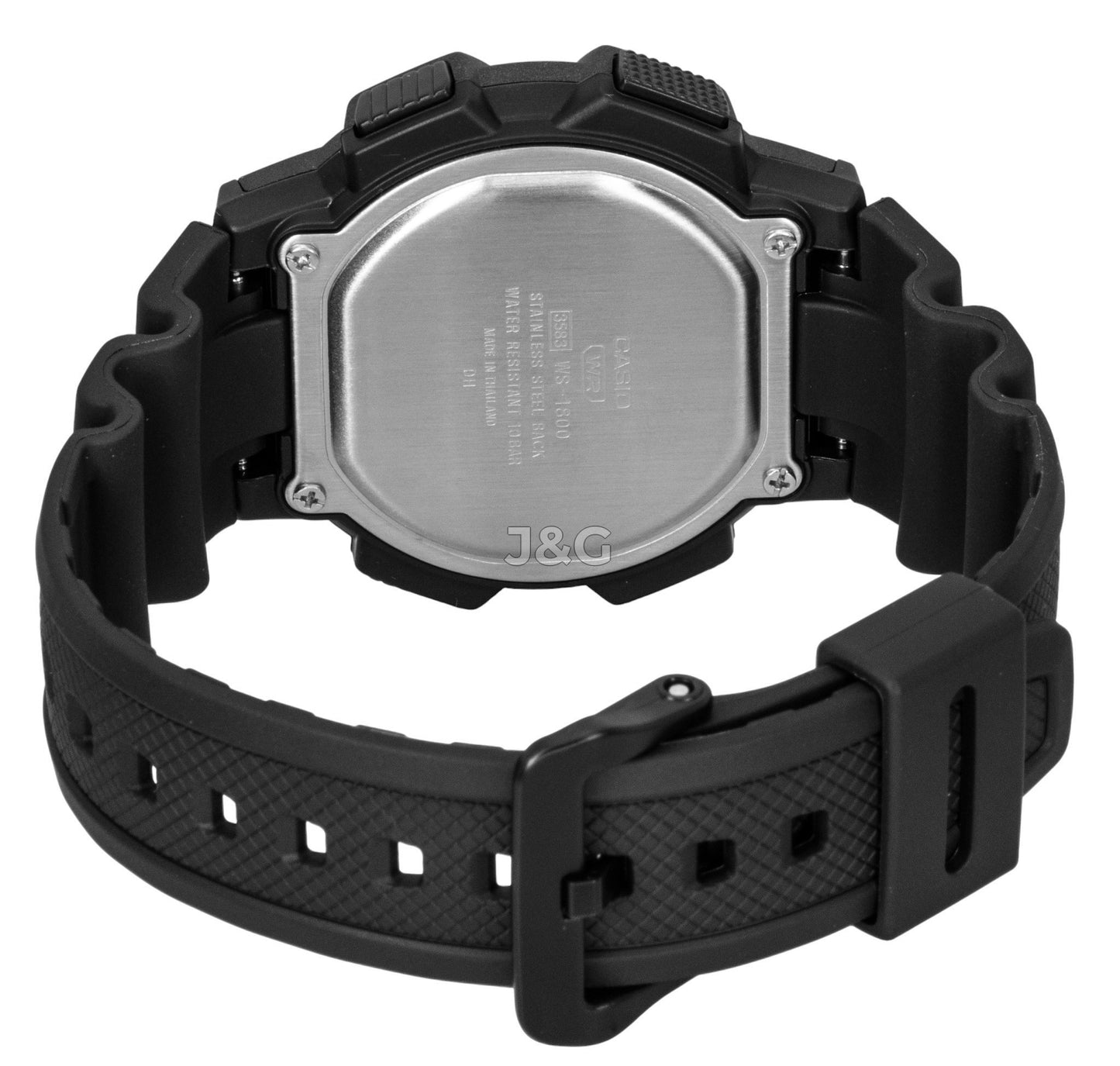 Casio Quartz movement Blue Male WS-1800-1AV. A brand-new Casio watch featuring a Blue dial. Side view. - view 4